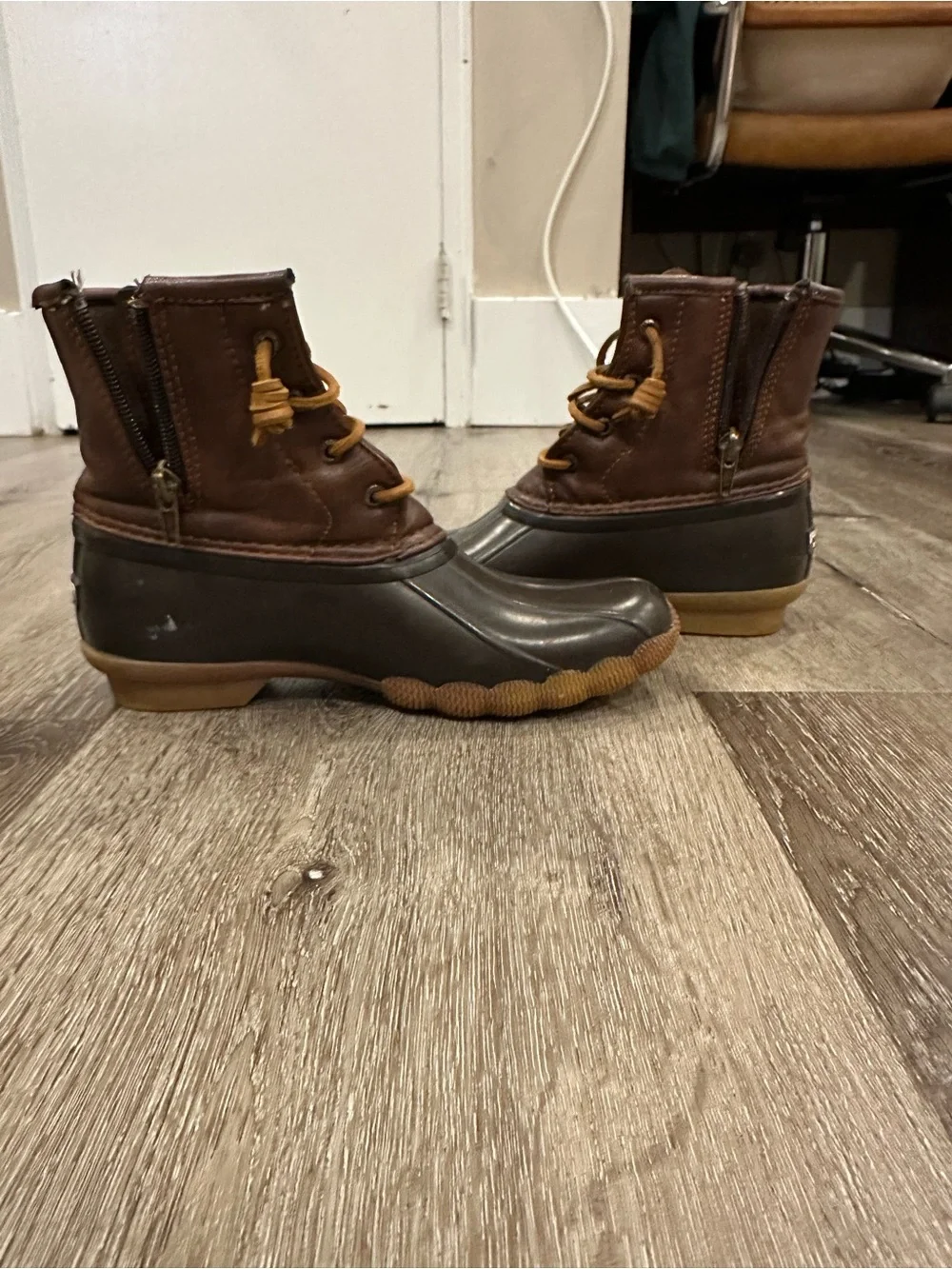 Sperry Kids Two-Tone Brown Duck Boots with Tan Laces